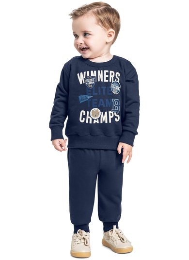 Conjunto Infantil Elite Team com Blusão e Calça em Moletom (Azul) Bee Loop