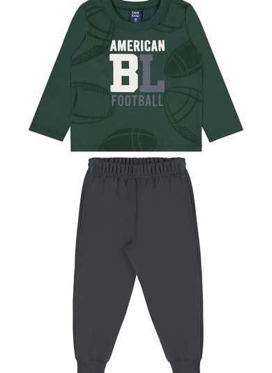 Conjunto American Football Infantil com Camiseta e Calça (Verde) Bee Loop