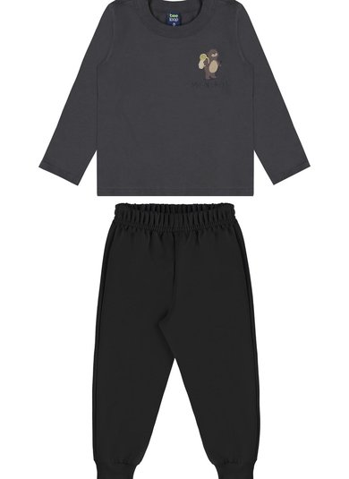 Conjunto Infantil Mountain Bear com Camiseta e Calça (Cinza) Bee Loop