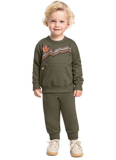 Conjunto Infantil Keep It Simple com Blusão e Calça (Verde) Bee Loop