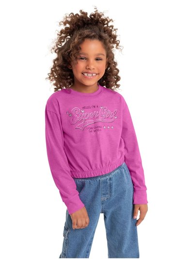 Cropped em meia malha Infantil Menina (Roxo) Quimby