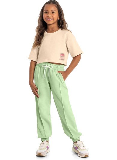 Calça Básica Juvenil em Moletom (Verde) Gloss