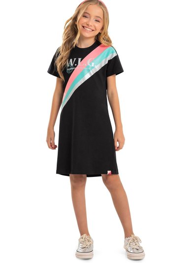 Vestido Juvenil em Cotton (Preto) Gloss