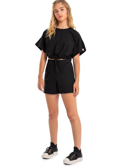 Blusa Cropped Básica Infantil (Preto) Gloss