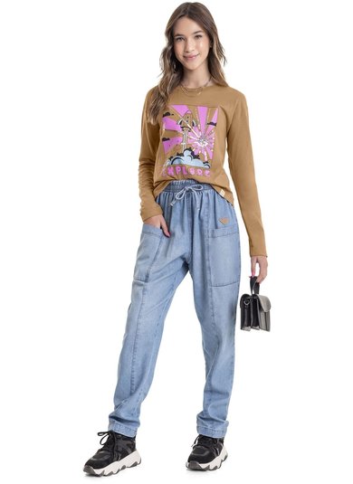 Blusa em Meia Malha Juvenil (Marrom) Gloss