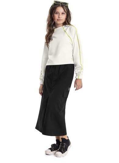 Blusão Cropped em Molecotton Juvenil (Branco) Gloss