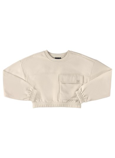 Blusão Cropped Básico em Moletom Juvenil (Bege) Gloss