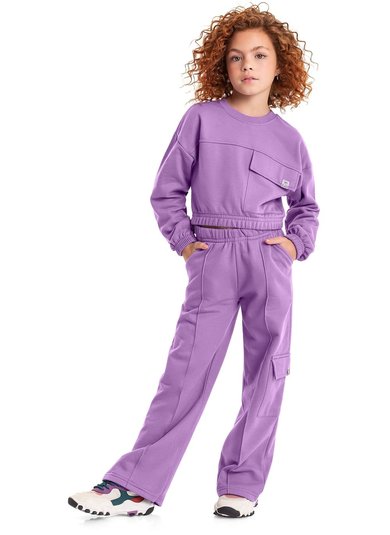 Blusão Cropped Básico em Moletom Juvenil (Roxo) Gloss