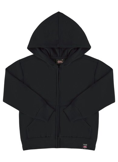 Jaqueta Básica em Moletom Juvenil (Preto) Gloss