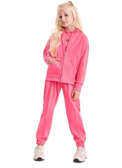 Jaqueta Básica em Moletom Juvenil (Rosa) Gloss