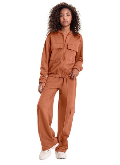 Jaqueta Básica em Moletom Juvenil (Marrom) Gloss