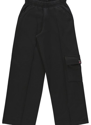 Calça Wide Leg Básica em Moletom Juvenil (Preto) Gloss
