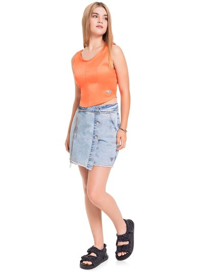 Top Cropped em Alfaiataria Juvenil (Laranja) Gloss