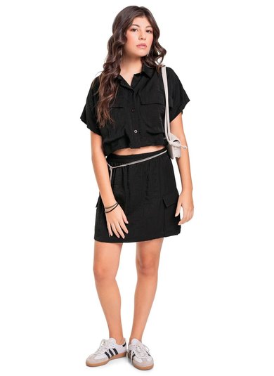 Camisa Manga Curta Juvenil (Preto) Gloss