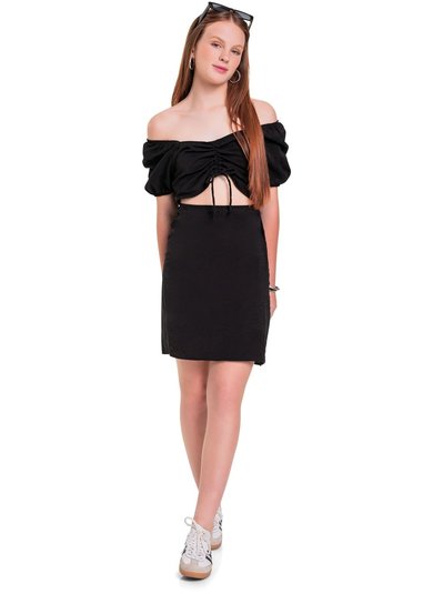 Vestido em Tecido Juvenil (Preto) Gloss