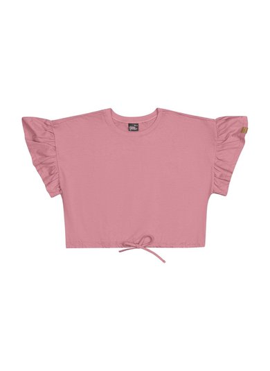 Blusa Cropped Básica em Meia Malha Juvenil (Rosa) Gloss