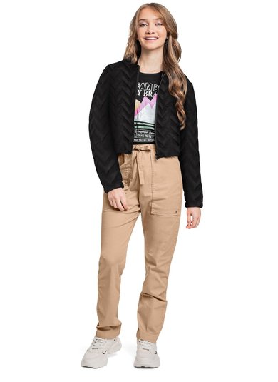 Jaqueta Puff Juvenil para Menina (Preto) Gloss