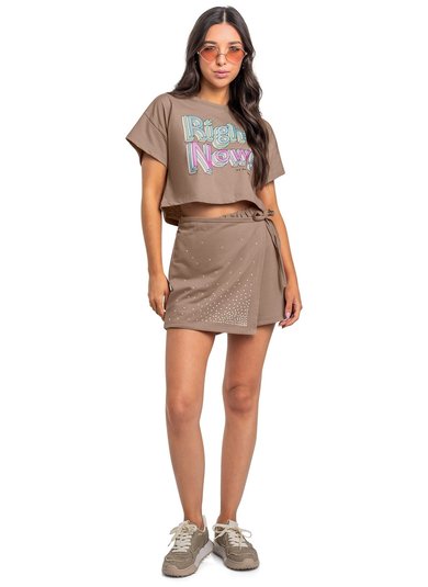 Blusa Juvenil Metalizada (Marrom) Gloss