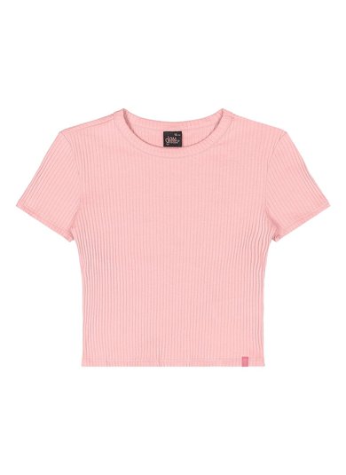 Blusa Juvenil em Ribana Canelada (Rosa) Gloss