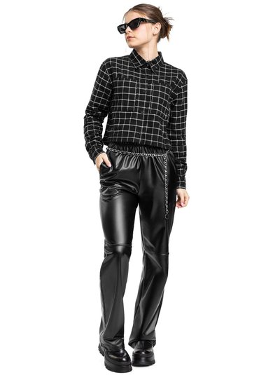 Camisa Cropped Juvenil Xadrez (Preto) Gloss