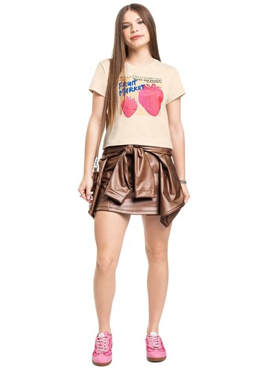 Blusa Juvenil Fruit Market em Algodão (Bege) Gloss