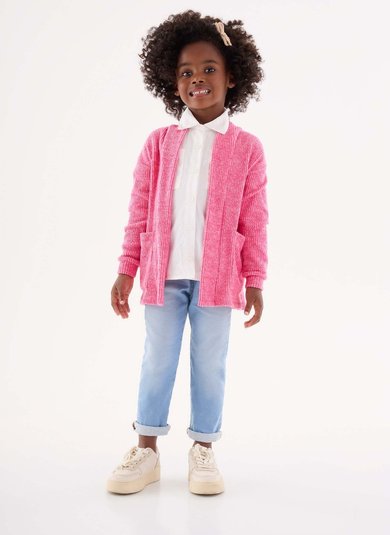 Cardigan em Material Sintético Infantil para Menina (Rosa) Up Baby