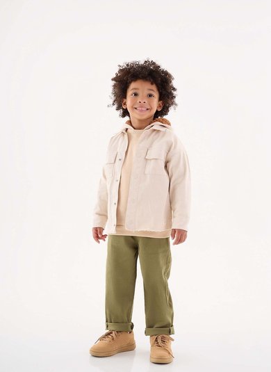 Camisa em Sarja Infantil para Meninos (Bege) Up Baby