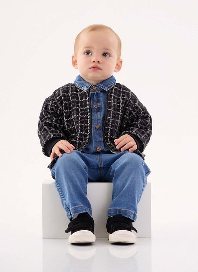 Jaqueta em Jacquard para Bebê Menino (Preto) Up Baby
