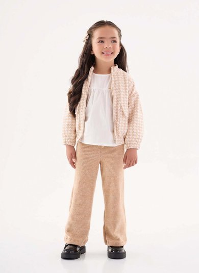 Jaqueta Xadrez Infantil Menina (Bege) Up Baby
