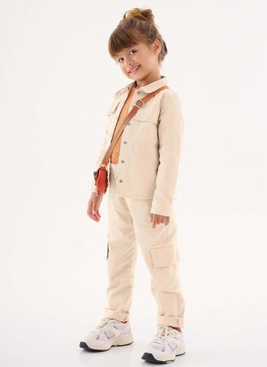 Camisa Manga Longa Infantil Menina (Bege) Up Baby