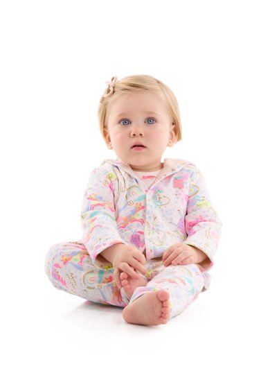 Conjunto Casaco e Calça em Suedine para Bebê Menina (Branco) Up Baby