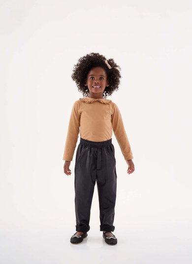 Calça Cirrê Peluciada Infantil Menina (Preto) Up Baby