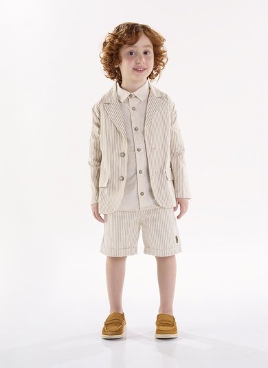 Blazer Infantil em Tecido Listrado (Bege) Up Baby