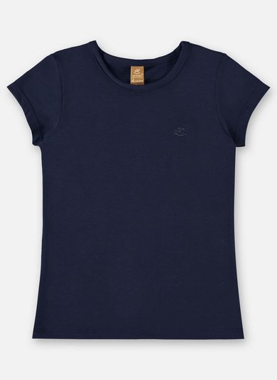 Blusa Infantil Manga Curta Básica em Cotton (Azul Marinho) Up Baby