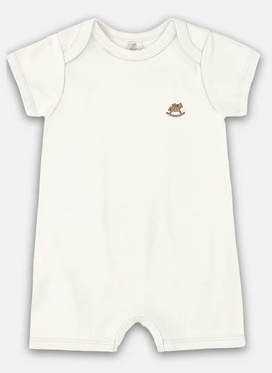 Macaquinho Unissex Bebê em Suedine Essentials (Off White) Up Baby