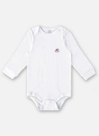 Body Manga Longa Unissex em Suedine Essentials (Branco) Up Baby