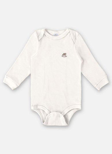 Body Manga Longa Unissex em Suedine Essentials (Off White) Up Baby