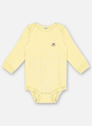 Body Manga Longa Unissex em Suedine Essentials (Amarelo) Up Baby