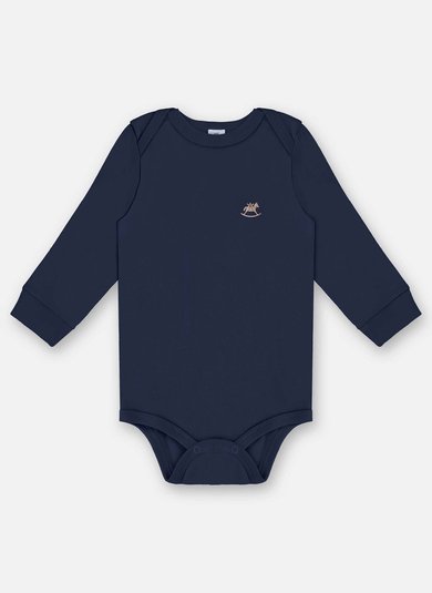 Body Manga Longa Unissex em Suedine Essentials (Azul Marinho) Up Baby