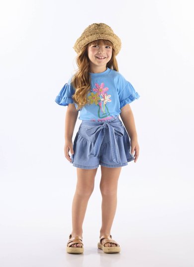 Blusa Infantil Estampada em Algodão (Azul) Up Baby