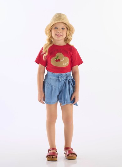 Blusa Infantil Feminina em Algodão Cereja (Vermelho) Up Baby