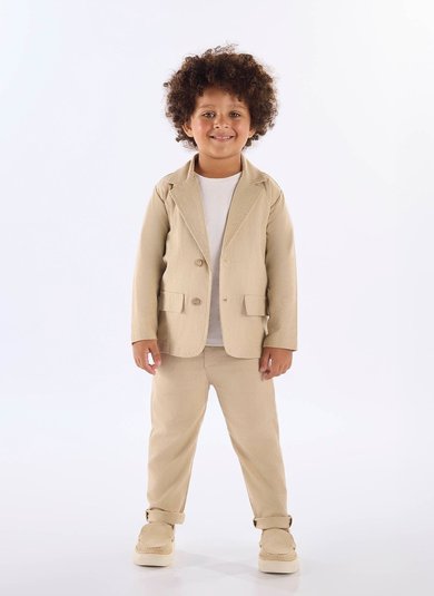 Blazer Infantil Masculino com Linho Bege