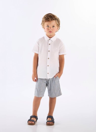 Camisa Infantil Masculina em Algodão Voil (Branco) Up Baby