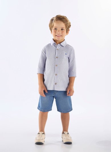 Bermuda Infantil Masculina em Jeans com Elastano (Azul) Up Baby