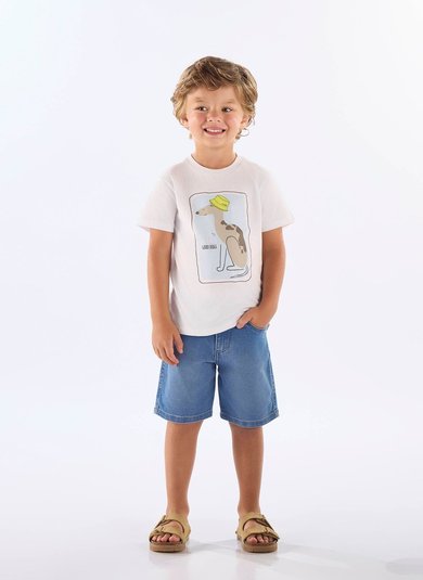 Camiseta Good Vibes Infantil Masculina em Algodão (Branco) Up Baby