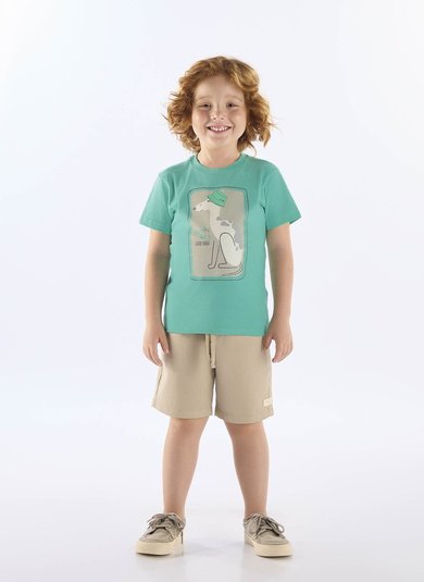 Camiseta Good Vibes Infantil Masculina em Algodão (Verde) Up Baby