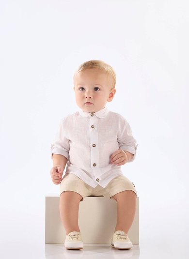 Camisa Social Manga Longa para Bebê Menino (Branco) Up Baby