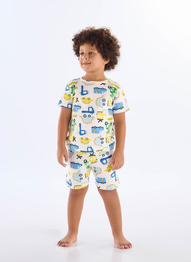 Pijama Curto Infantil Masculino em Suedine (Branco) Up Baby