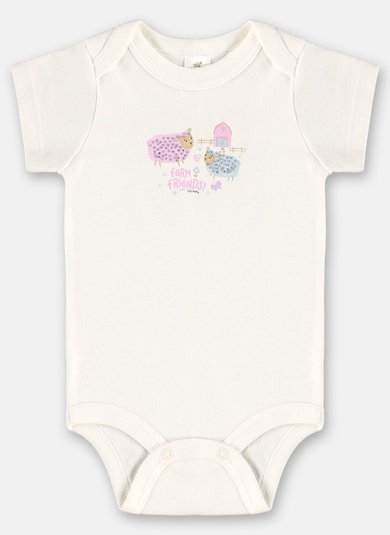 Body para Bebê Menina Essentials Estampado com Strass (Off White) Up Baby