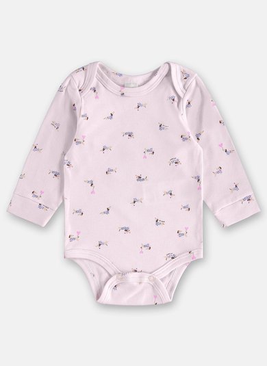 Body Manga Longa Bebê Menina em Suedine Essentials (Rosa Claro) Up Baby